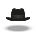 A black homburg hat of fur felt front view isolated on white background realistic 3d vector object, with single dent running down