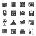 Black home appliances and electronics icons Royalty Free Stock Photo