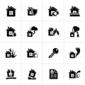 Black Home risk and insurance icons