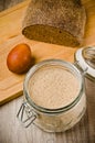 Black homemade bread, rye flour and egg