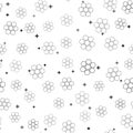 Black Honeycomb sign icon isolated seamless pattern on white background. Honey cells symbol. Sweet natural food. Vector Royalty Free Stock Photo