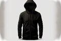 black hooded hoodie mockup insulated on white background