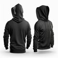 Black hooded hoodie mockup insulated on white background