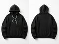 Black hoodie front and back view isolated on white background Royalty Free Stock Photo
