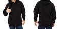 Black hoodie set mockup isolated over white background Royalty Free Stock Photo