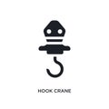 black hook crane isolated vector icon. simple element illustration from industry concept vector icons. hook crane editable logo Royalty Free Stock Photo