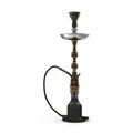 Black hookah with black rubber tube and black flask isolated on white. 3D illustration Royalty Free Stock Photo