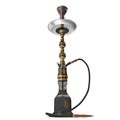 Black hookah with black rubber tube and black flask isolated on white. 3D illustration Royalty Free Stock Photo