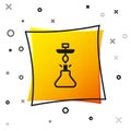 Black Hookah icon isolated on white background. Yellow square button. Vector