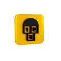 Black Hopscotch icon isolated on transparent background. Children asphalt coating drawing. Yellow square button.