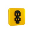 Black Hopscotch icon isolated on transparent background. Children asphalt coating drawing. Yellow square button.