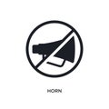 black horn isolated vector icon. simple element illustration from traffic signs concept vector icons. horn editable logo symbol Royalty Free Stock Photo