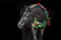 Horse in christmas decoration Royalty Free Stock Photo