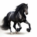 Digital Airbrushed Drawing Of A Running Black Horse