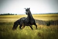 Beautiful friesian stallion black horses