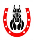 Black Horse Head mascot on the red horseshoe icon