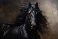 Black horse portrait. Generate Ai Royalty Free Stock Photo