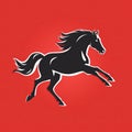 Black Horse Running Icon On Red Background Royalty Free Stock Photo