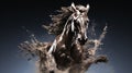 Horse with splashes of water on black background. 3d rendering Royalty Free Stock Photo