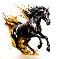 Black horse running Royalty Free Stock Photo