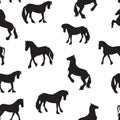 Black Horse Silhouette Seamless Pattern Vector Illustration