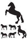 Black Horse Silhouette Set Vector Illustration Royalty Free Stock Photo
