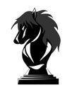 Black horse, stylized animal, chess piece, isolated.