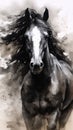 The Black Horse with the White Face: A Masterful Fearless Stalli Royalty Free Stock Photo