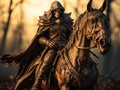 Black horseman skull of apocalypse riding black horse AI