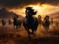 Black horses running