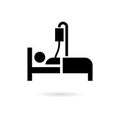 Black Hospital bed icon or logo, bed icon symbol sleep night hotel motel