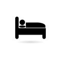 Black Hospital bed logo, bed icon