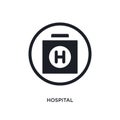 black hospital isolated vector icon. simple element illustration from traffic signs concept vector icons. hospital editable logo Royalty Free Stock Photo