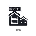 black hostel isolated vector icon. simple element illustration from hotel concept vector icons. hostel editable logo symbol design Royalty Free Stock Photo