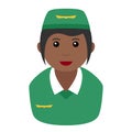 Black Hostess Avatar Flat Icon on White