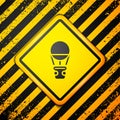 Black Hot air balloon icon isolated on yellow background. Air transport for travel. Warning sign. Vector Royalty Free Stock Photo