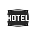 Black hotel logo with pillow