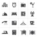 Black Hotel, motel and travel icons Royalty Free Stock Photo