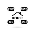 Black House icon or logo, Buy house, Rent house, Sold House, Sale house Royalty Free Stock Photo