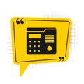 Black House intercom system icon isolated on white background. Yellow speech bubble symbol. Vector Illustration