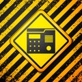 Black House intercom system icon isolated on yellow background. Warning sign. Vector