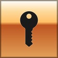 Black House key icon isolated on gold background. Vector Royalty Free Stock Photo