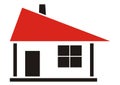 Black house with red roof, eps. Royalty Free Stock Photo