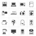 Black household appliances and electronics icons Royalty Free Stock Photo