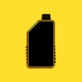 Black Household chemicals bottle icon isolated on yellow background. Liquid detergent or soap, stain remover, laundry Royalty Free Stock Photo