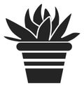 Black houseplant icon. Exotic aloe plant silhouette Royalty Free Stock Photo