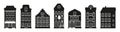 Black houses glyph Amsterdam icon vector set