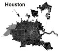 Black Houston city map, administrative area Royalty Free Stock Photo