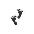 Black human feet and foot step. Bare footprints. Footstep shape silhouette. Royalty Free Stock Photo