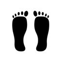 Black human footprints. Icon for print design. Vector illustration. stock image.